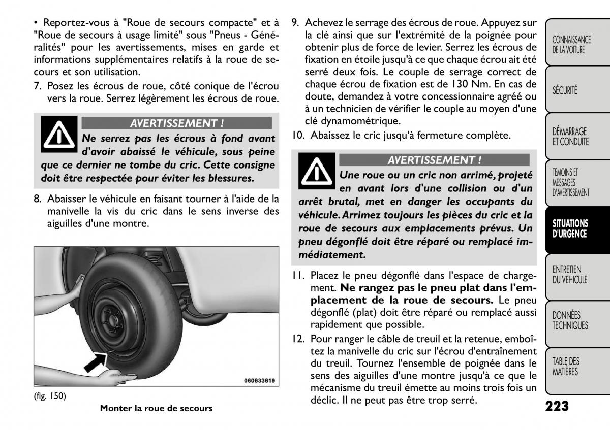 Fiat Freemont manuel du proprietaire / page 230