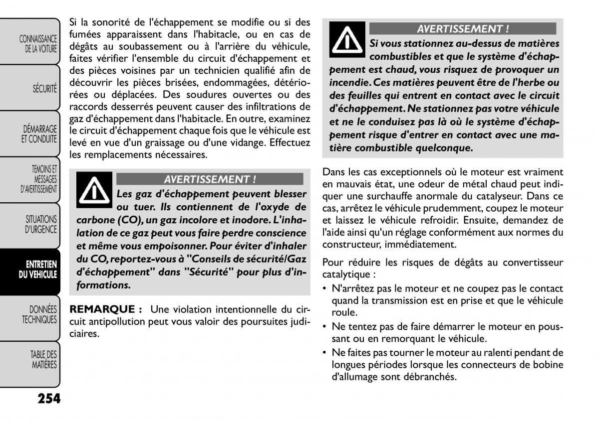 Fiat Freemont manuel du proprietaire / page 261