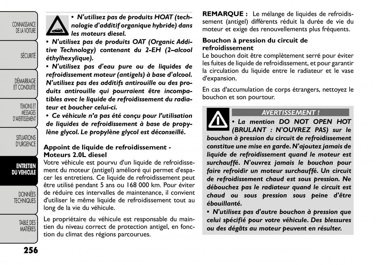 Fiat Freemont manuel du proprietaire / page 263