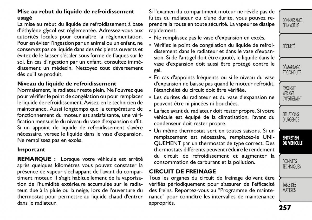 Fiat Freemont manuel du proprietaire / page 264