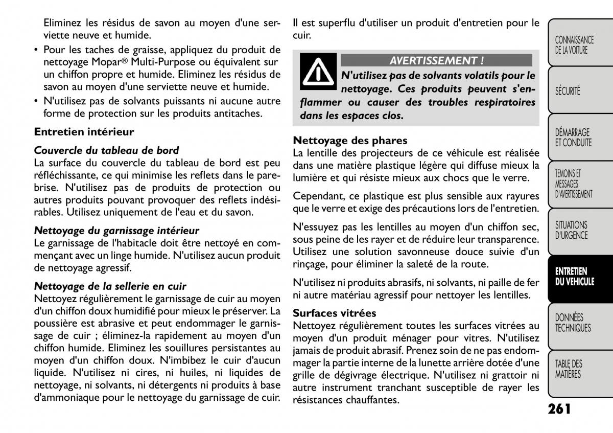 Fiat Freemont manuel du proprietaire / page 268