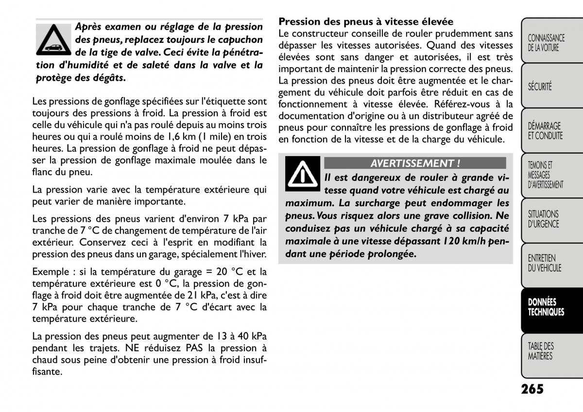 Fiat Freemont manuel du proprietaire / page 272