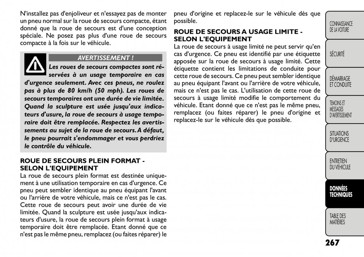 Fiat Freemont manuel du proprietaire / page 274