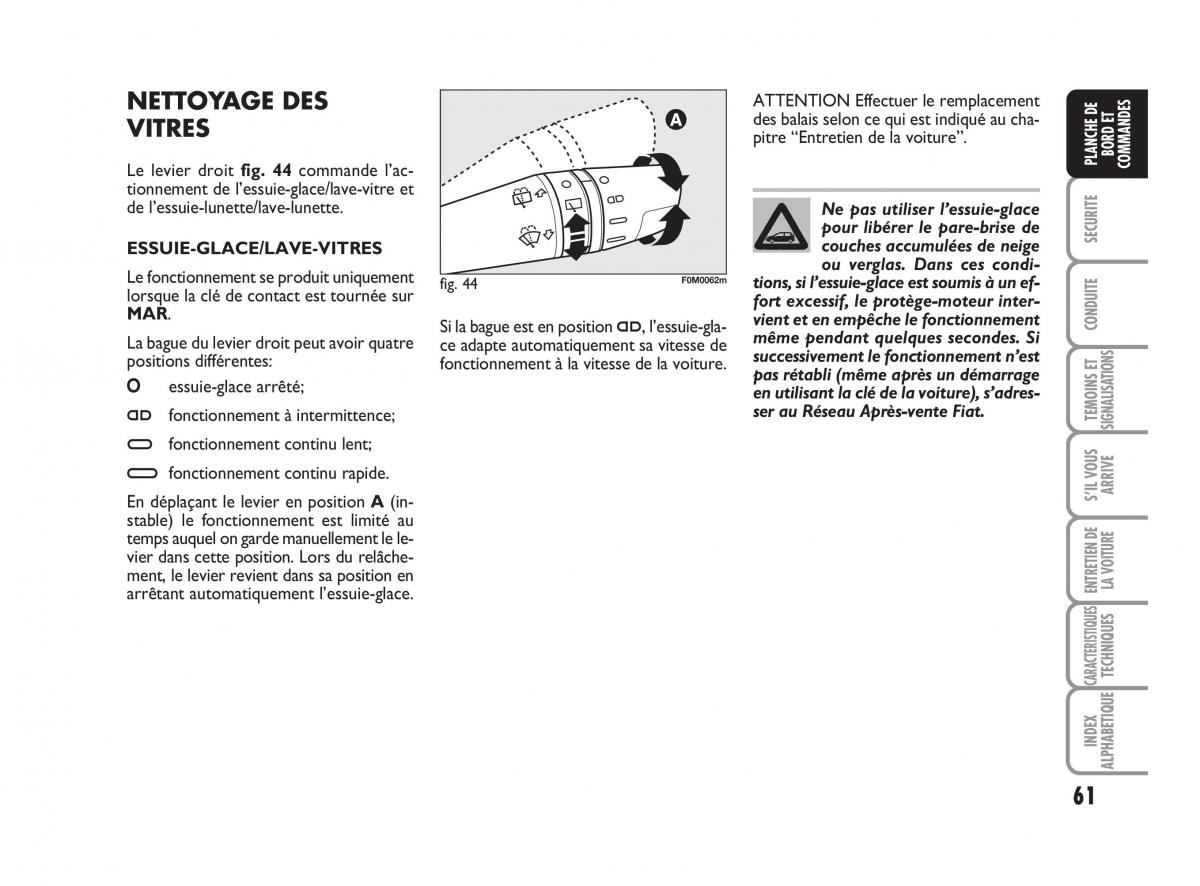 Fiat Grande Punto III 3 manuel du proprietaire / page 63