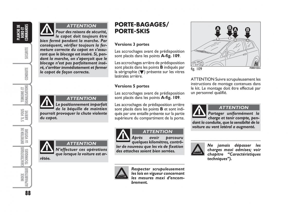 Fiat Grande Punto III 3 manuel du proprietaire / page 90