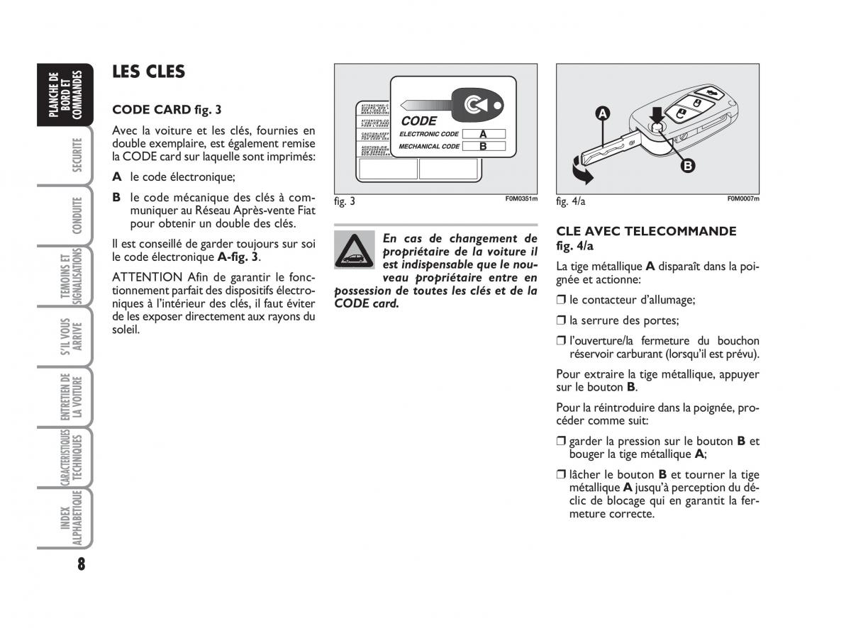 Fiat Grande Punto III 3 manuel du proprietaire / page 10