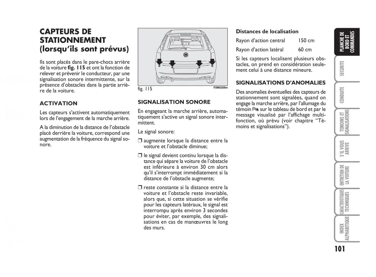 Fiat Grande Punto III 3 manuel du proprietaire / page 103