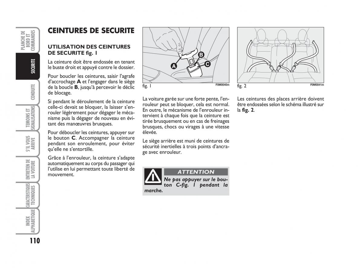 Fiat Grande Punto III 3 manuel du proprietaire / page 112