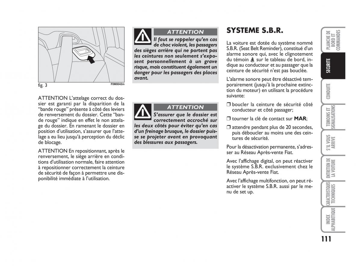 Fiat Grande Punto III 3 manuel du proprietaire / page 113