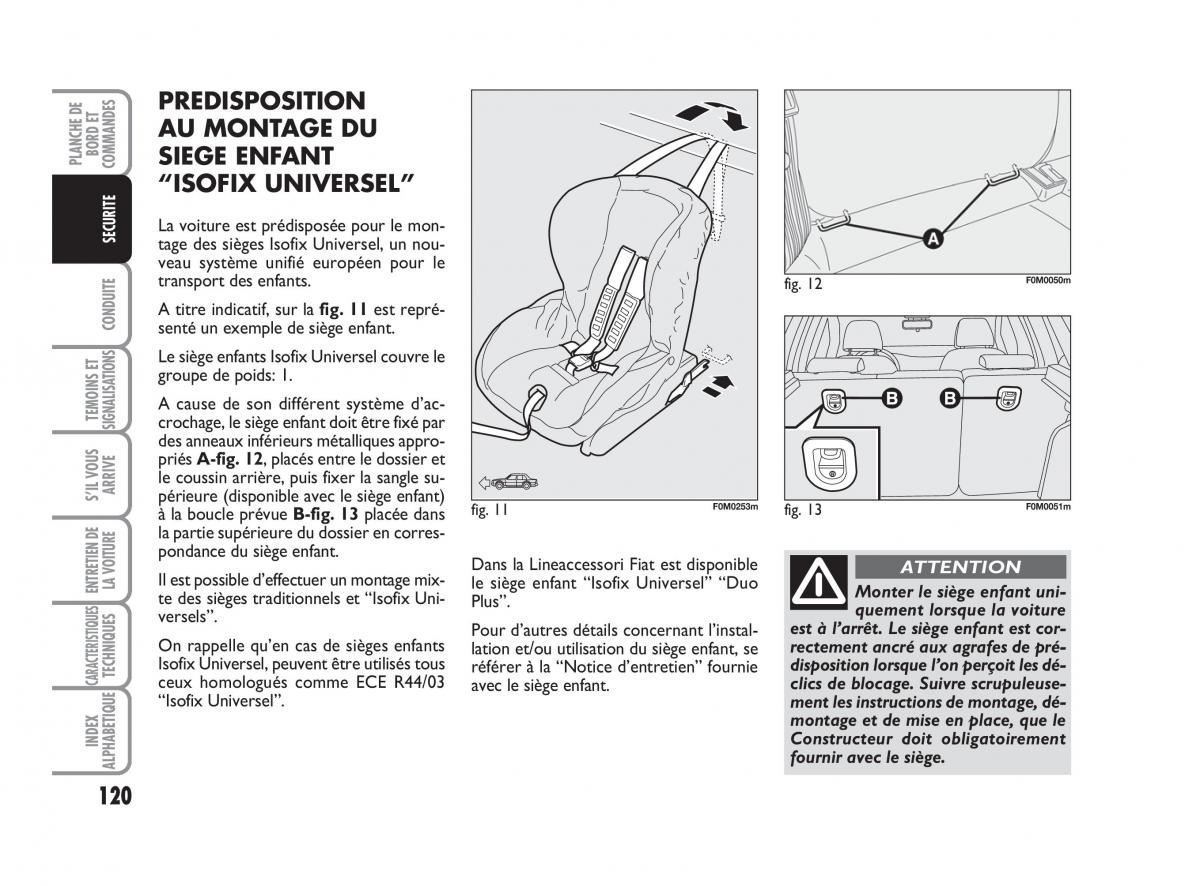 Fiat Grande Punto III 3 manuel du proprietaire / page 122