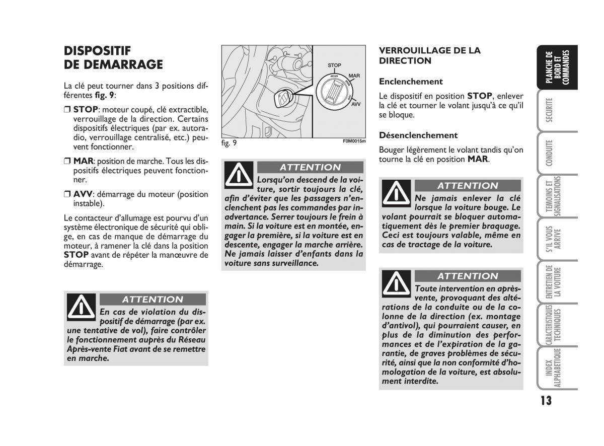 Fiat Grande Punto III 3 manuel du proprietaire / page 15