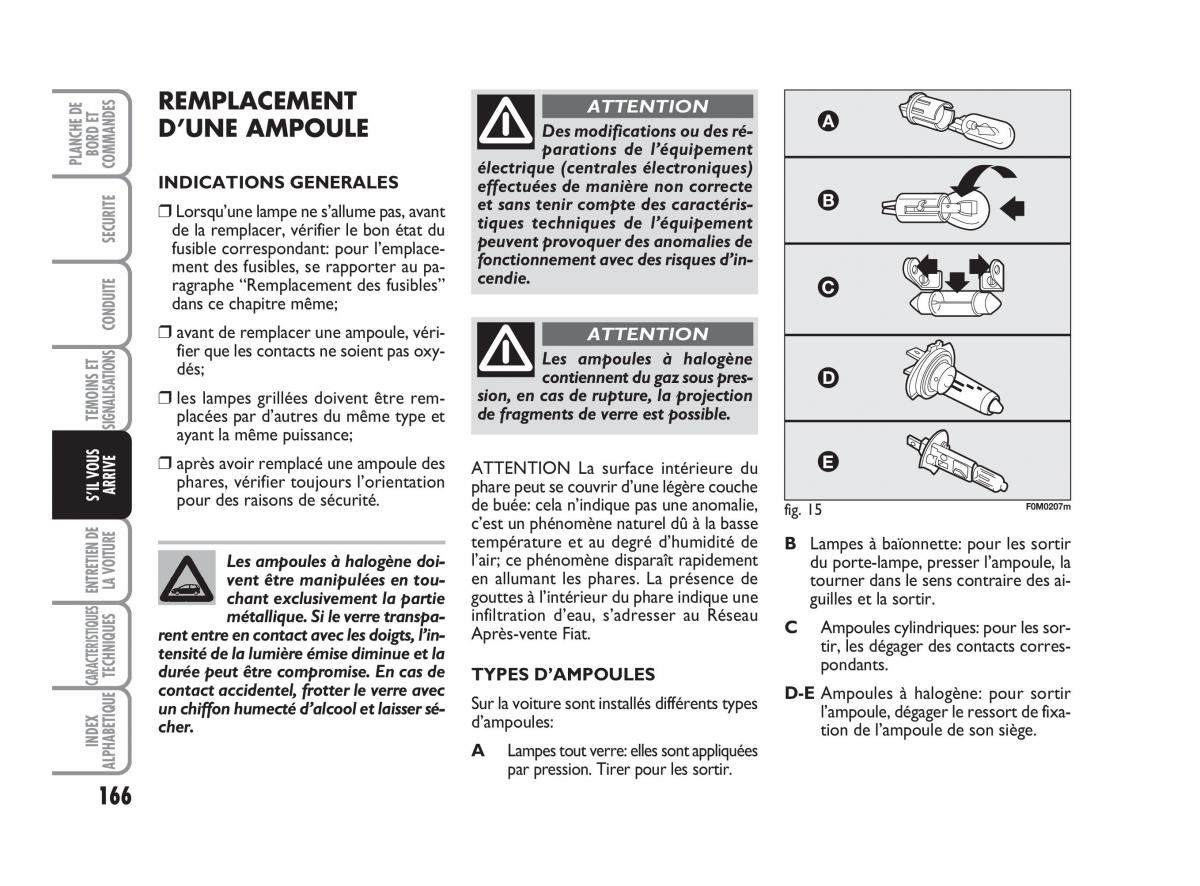 Fiat Grande Punto III 3 manuel du proprietaire / page 168