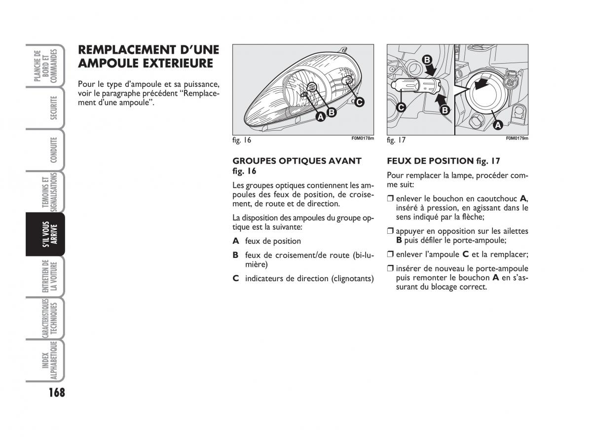 Fiat Grande Punto III 3 manuel du proprietaire / page 170