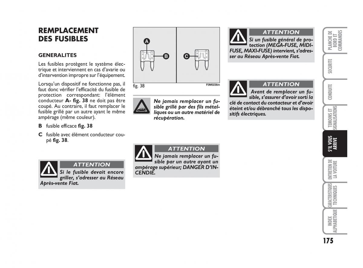 Fiat Grande Punto III 3 manuel du proprietaire / page 177