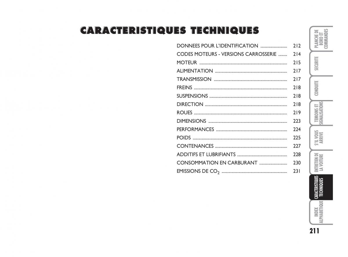 Fiat Grande Punto III 3 manuel du proprietaire / page 213