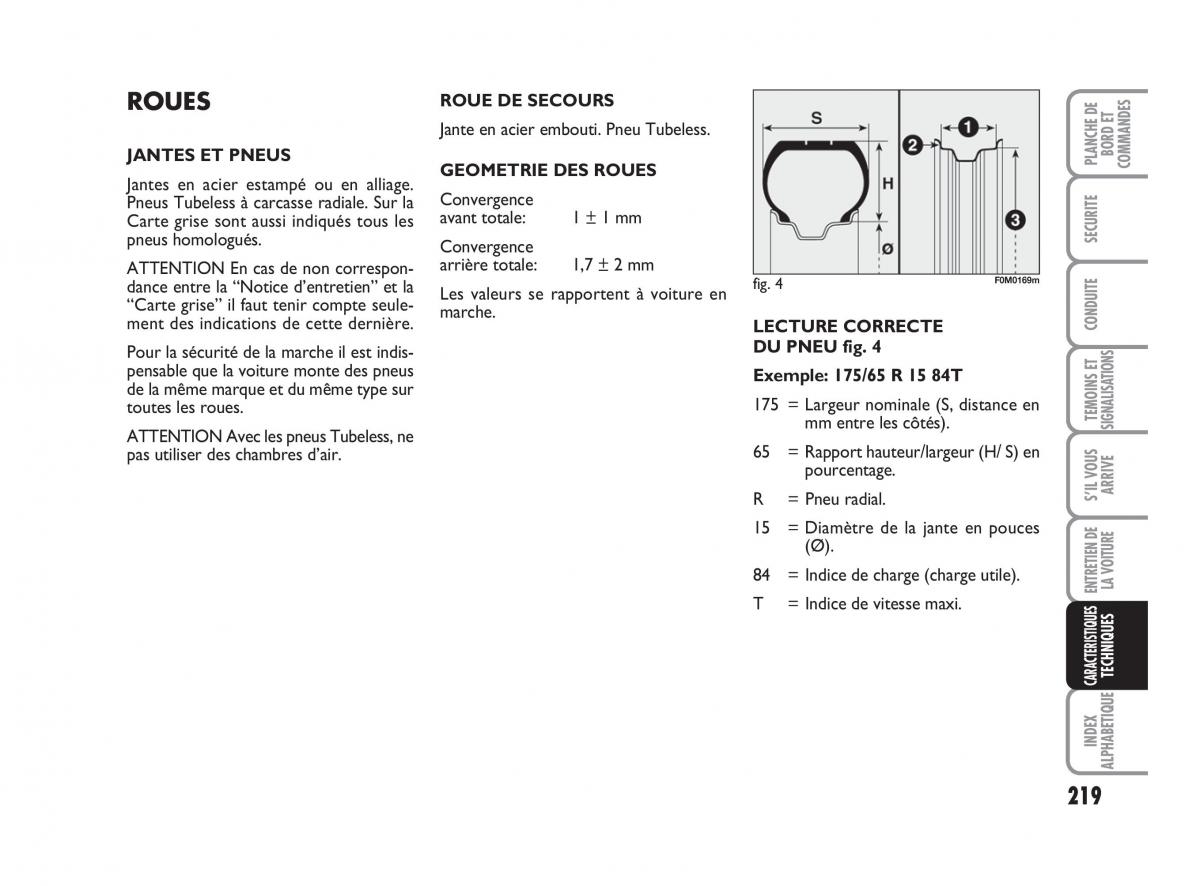 Fiat Grande Punto III 3 manuel du proprietaire / page 221