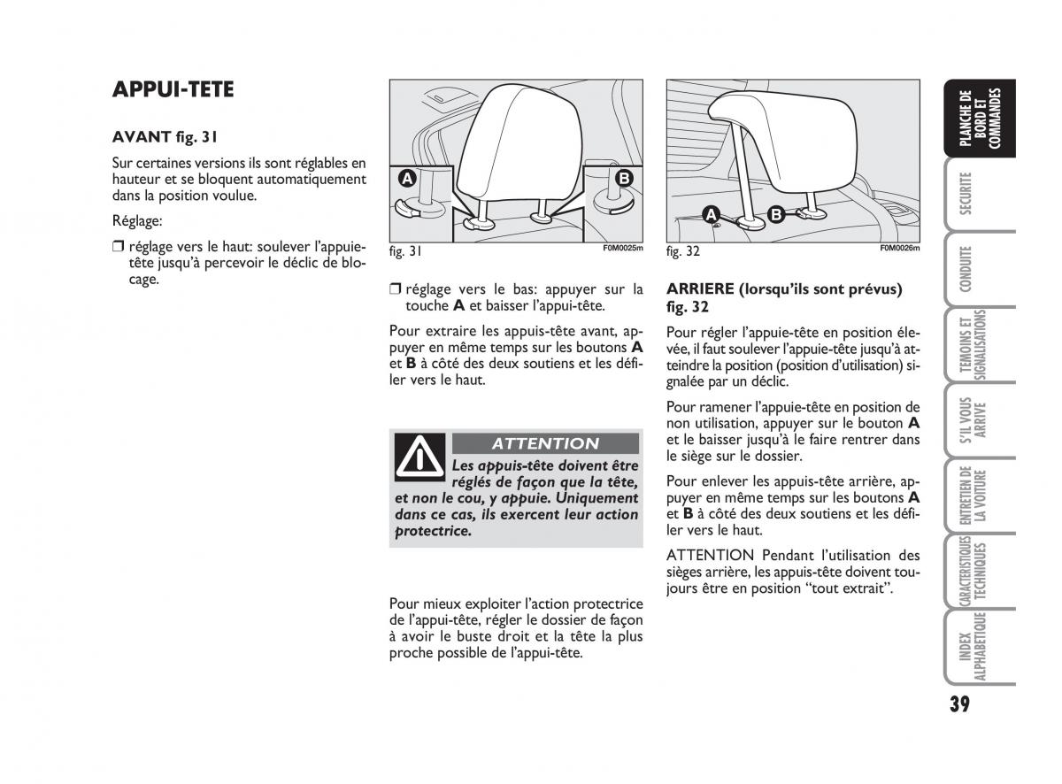 Fiat Grande Punto III 3 manuel du proprietaire / page 41