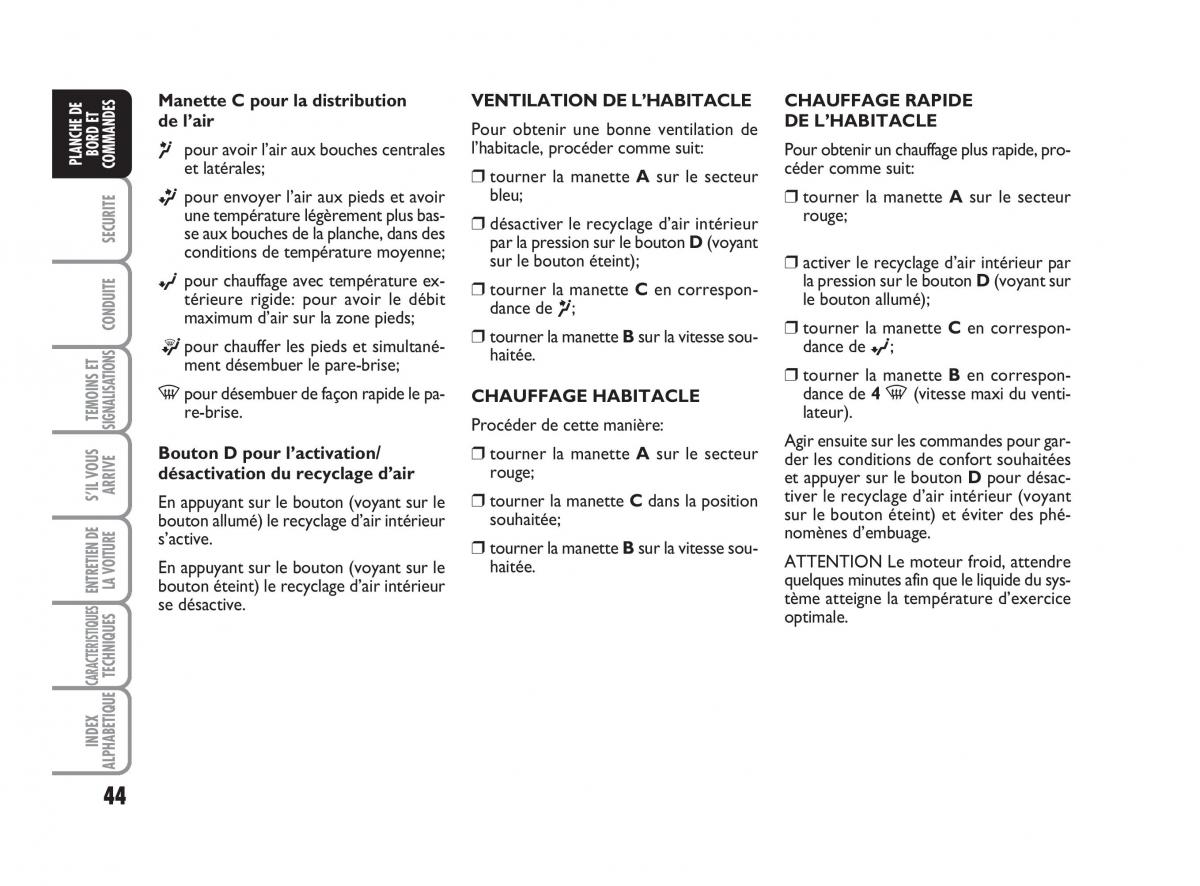 Fiat Grande Punto III 3 manuel du proprietaire / page 46