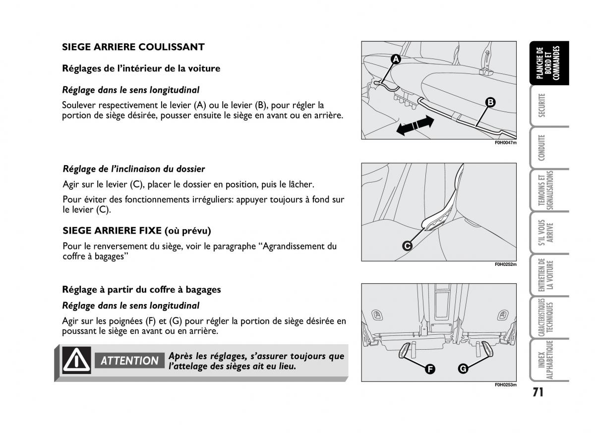 Fiat Idea manuel du proprietaire / page 72