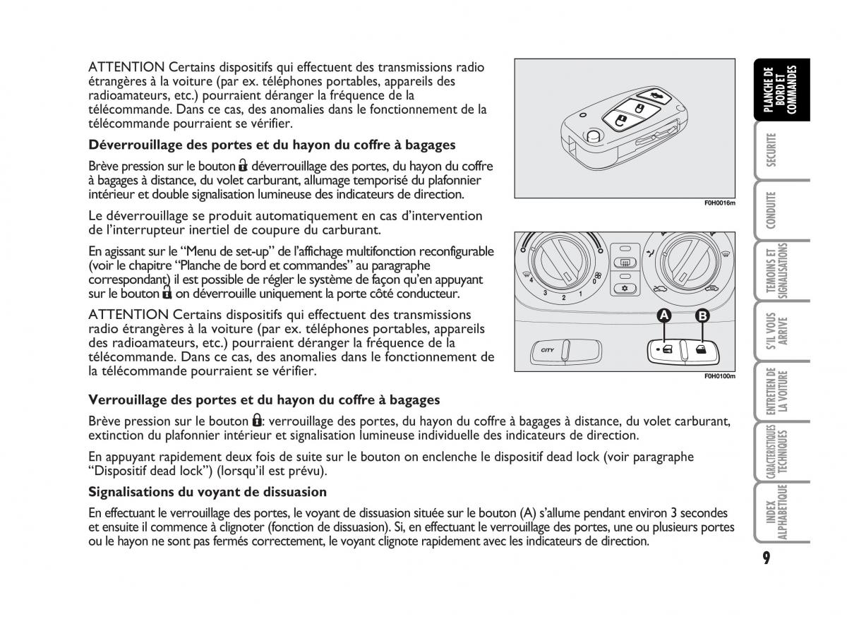 Fiat Idea manuel du proprietaire / page 10