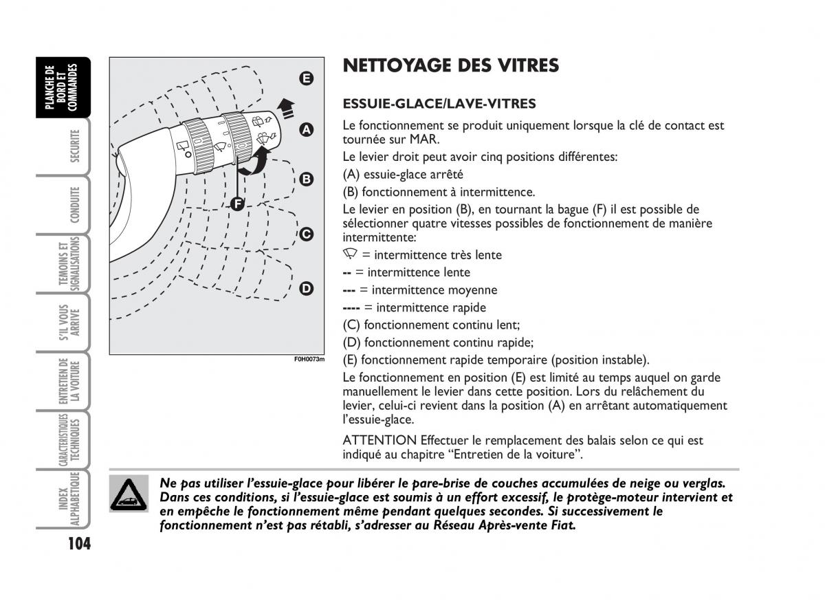 Fiat Idea manuel du proprietaire / page 105