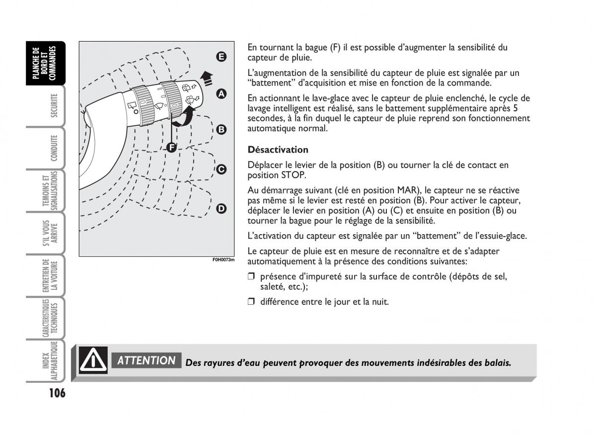 Fiat Idea manuel du proprietaire / page 107