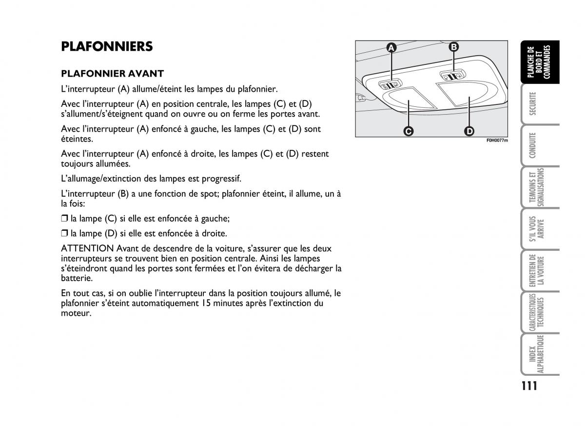 Fiat Idea manuel du proprietaire / page 112