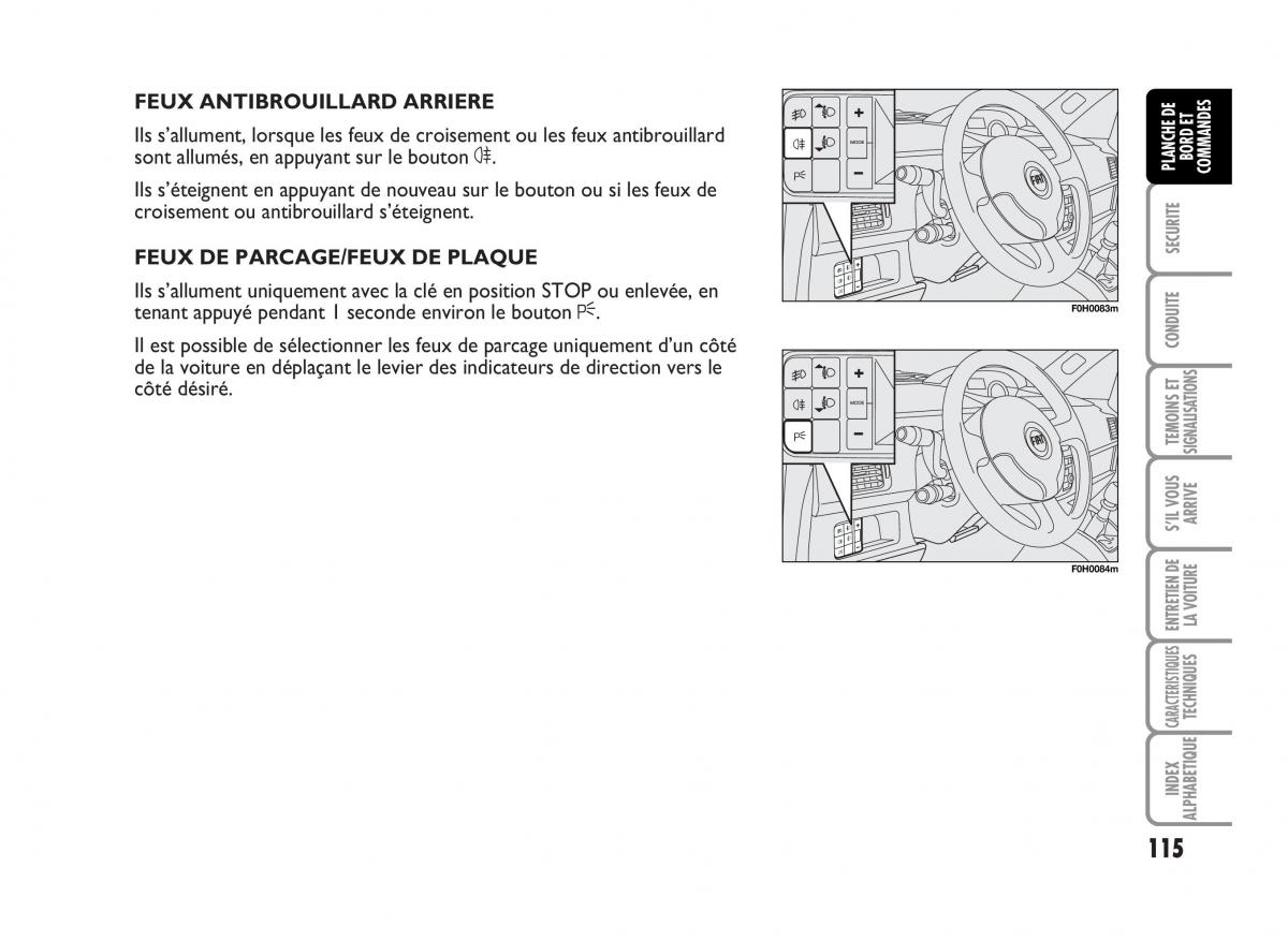 Fiat Idea manuel du proprietaire / page 116