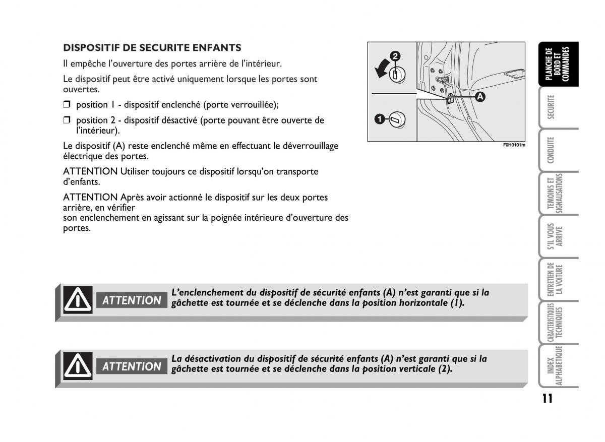 Fiat Idea manuel du proprietaire / page 12