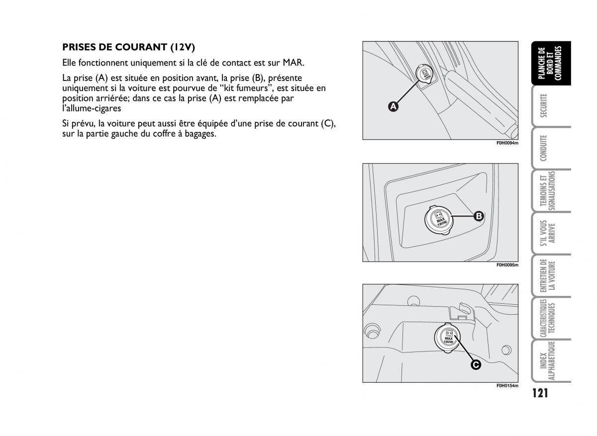 Fiat Idea manuel du proprietaire / page 122