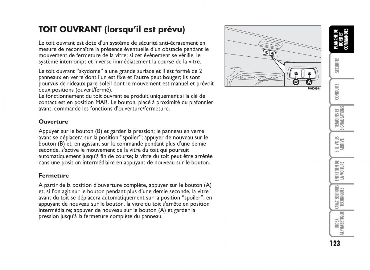 Fiat Idea manuel du proprietaire / page 124