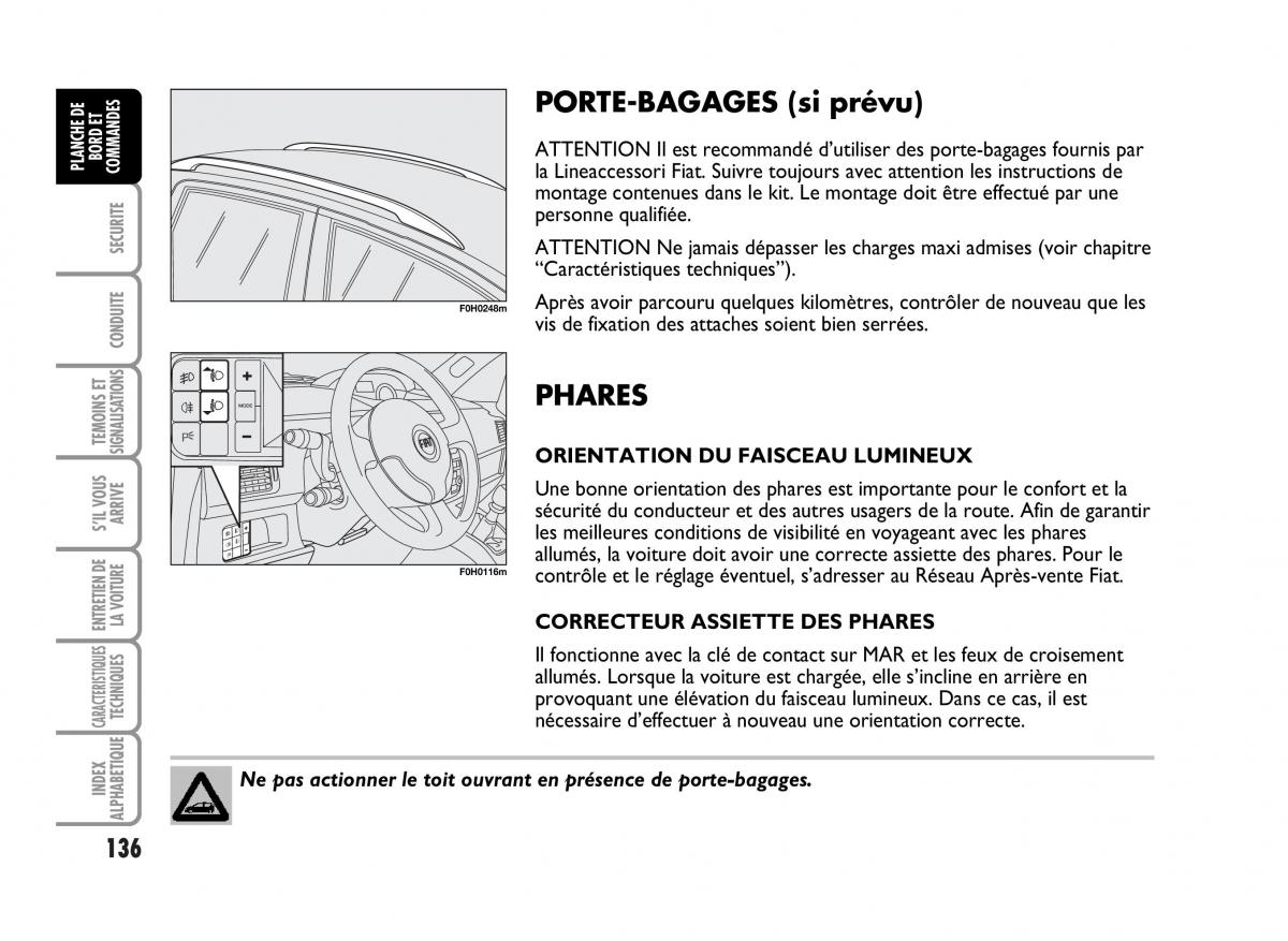 Fiat Idea manuel du proprietaire / page 137