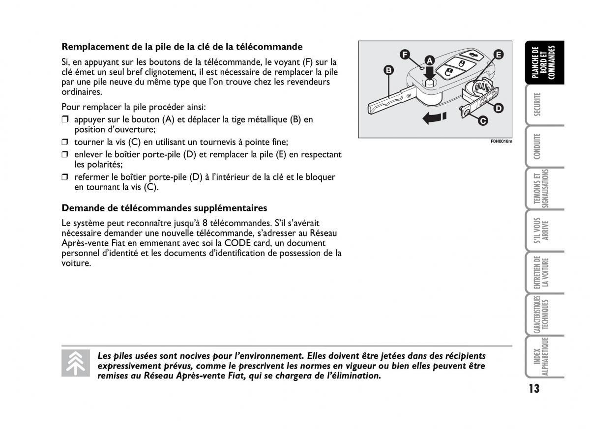 Fiat Idea manuel du proprietaire / page 14