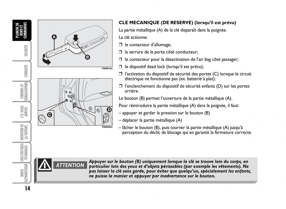 Fiat Idea manuel du proprietaire / page 15