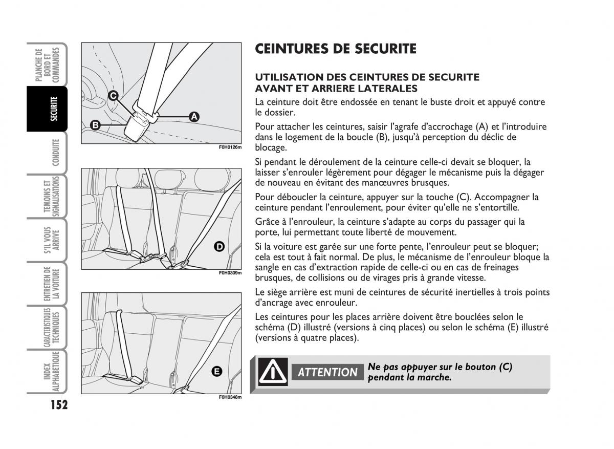 Fiat Idea manuel du proprietaire / page 153