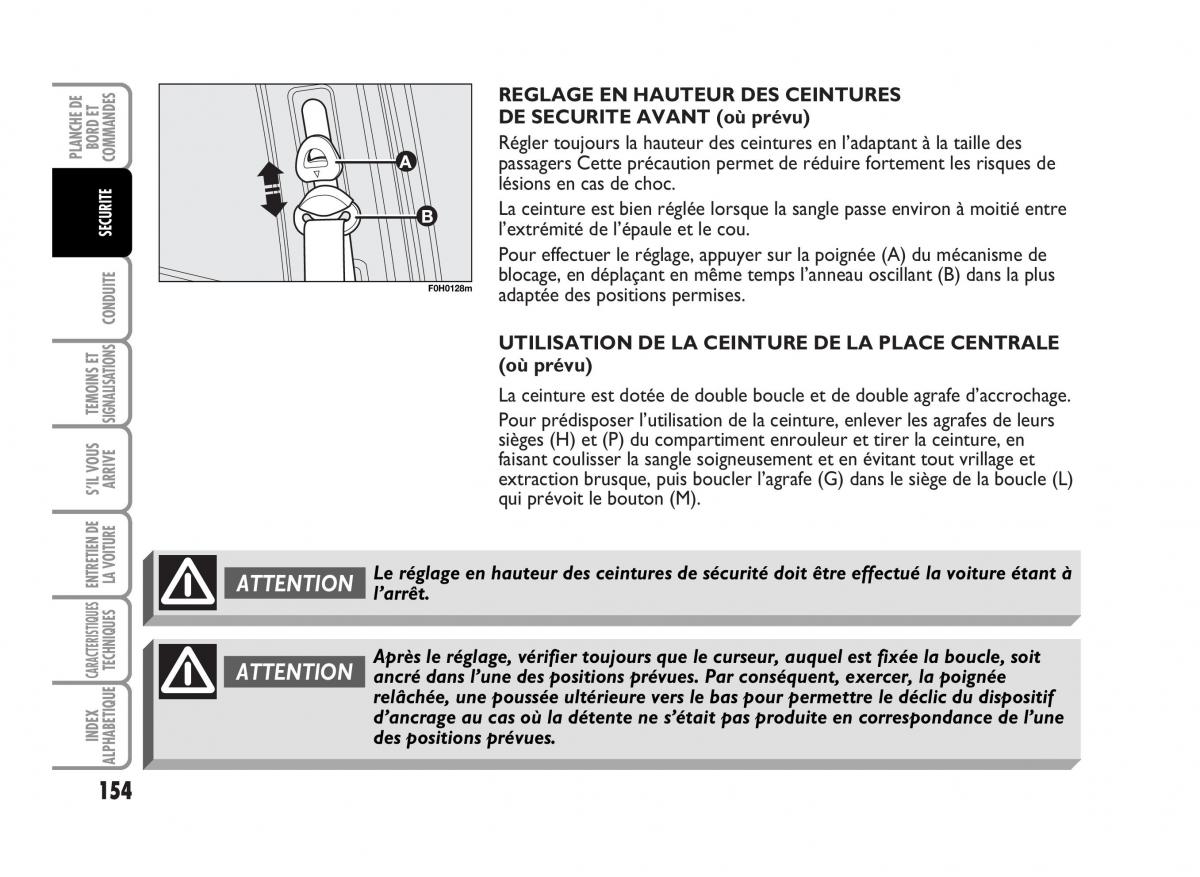 Fiat Idea manuel du proprietaire / page 155