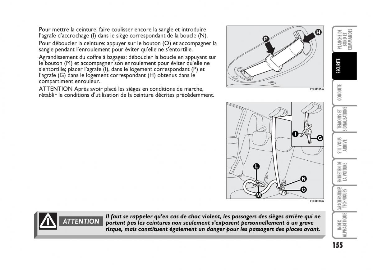 Fiat Idea manuel du proprietaire / page 156