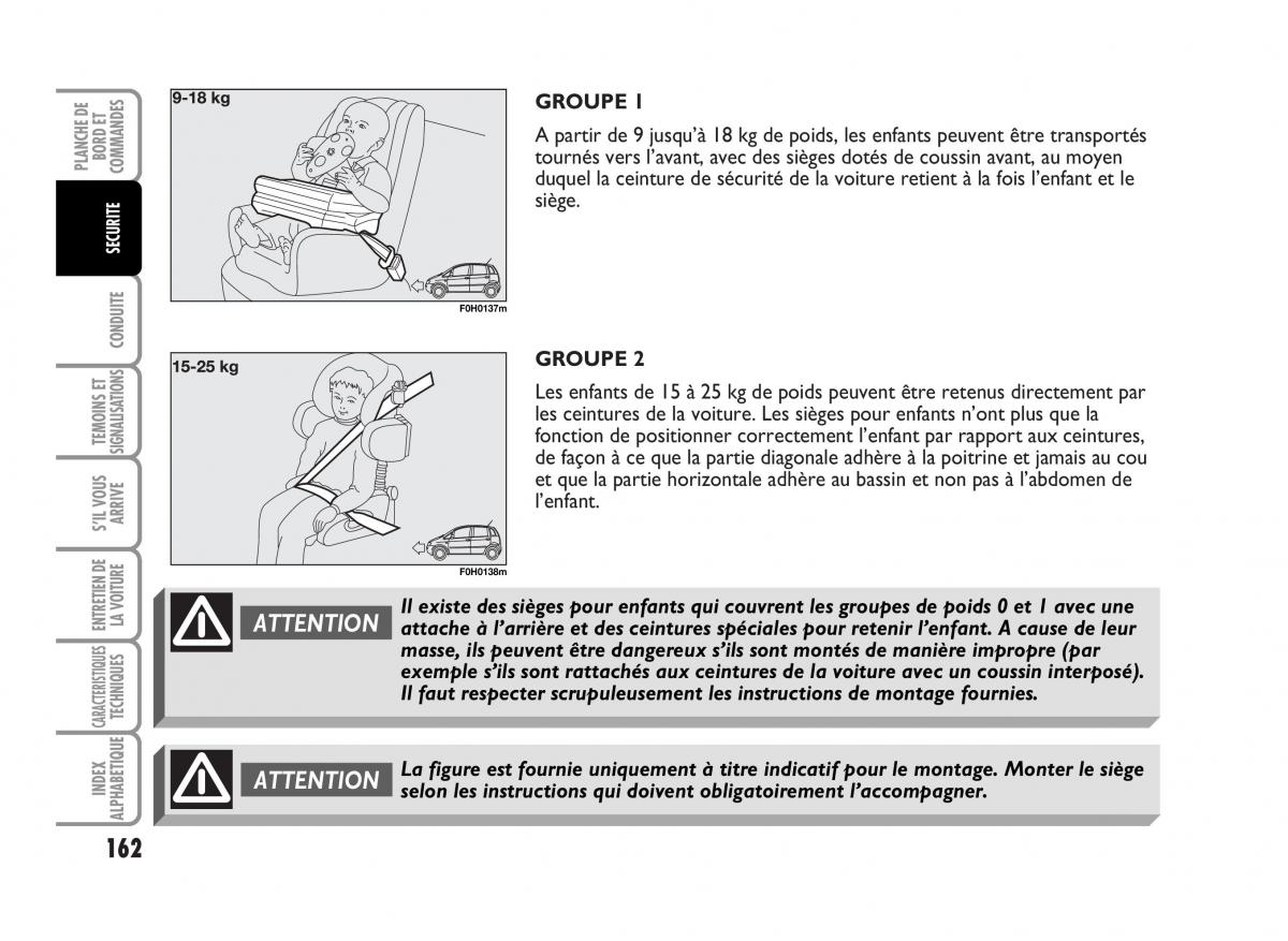 Fiat Idea manuel du proprietaire / page 163