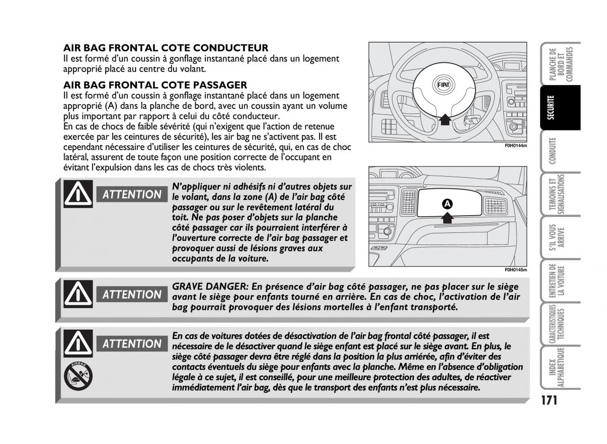 Fiat Idea manuel du proprietaire / page 172