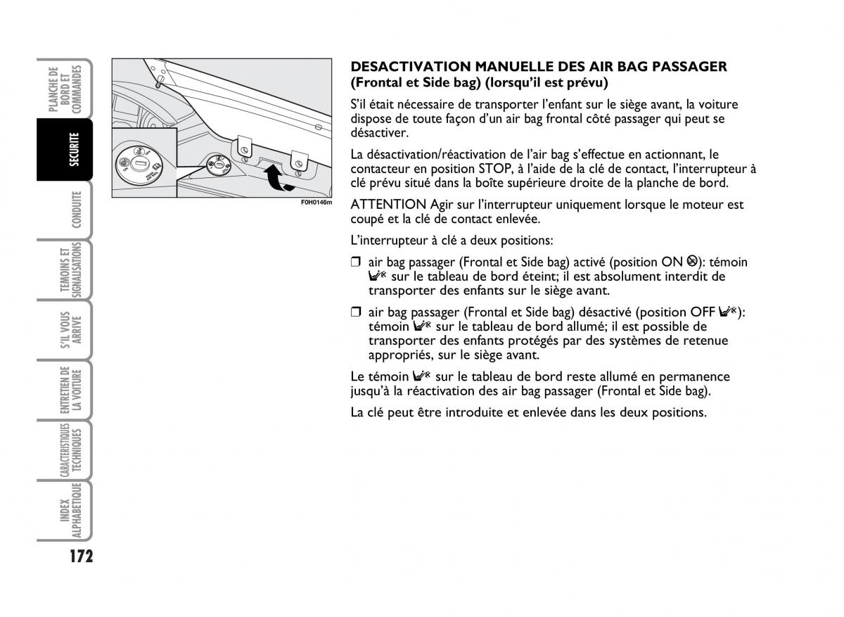 Fiat Idea manuel du proprietaire / page 173