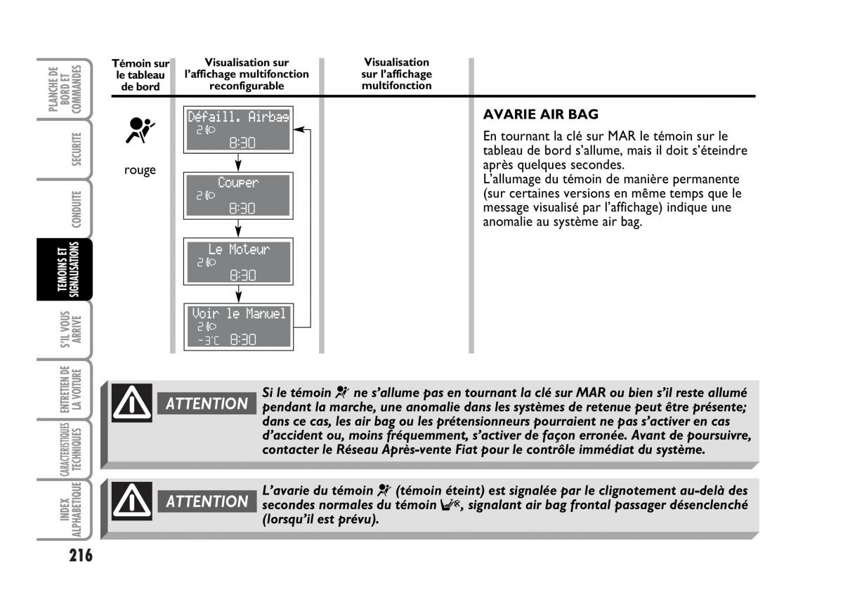 Fiat Idea manuel du proprietaire / page 217