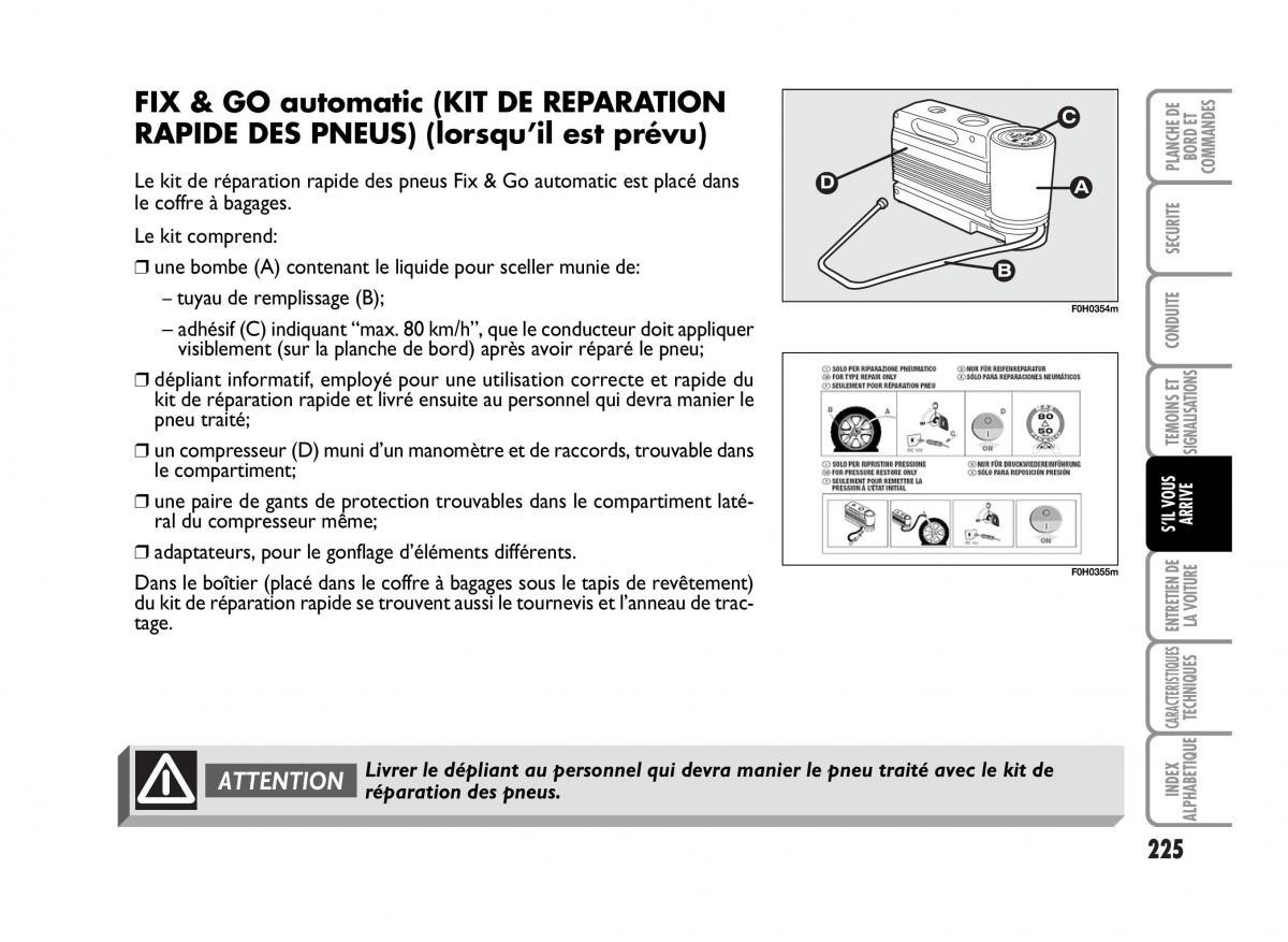 Fiat Idea manuel du proprietaire / page 226