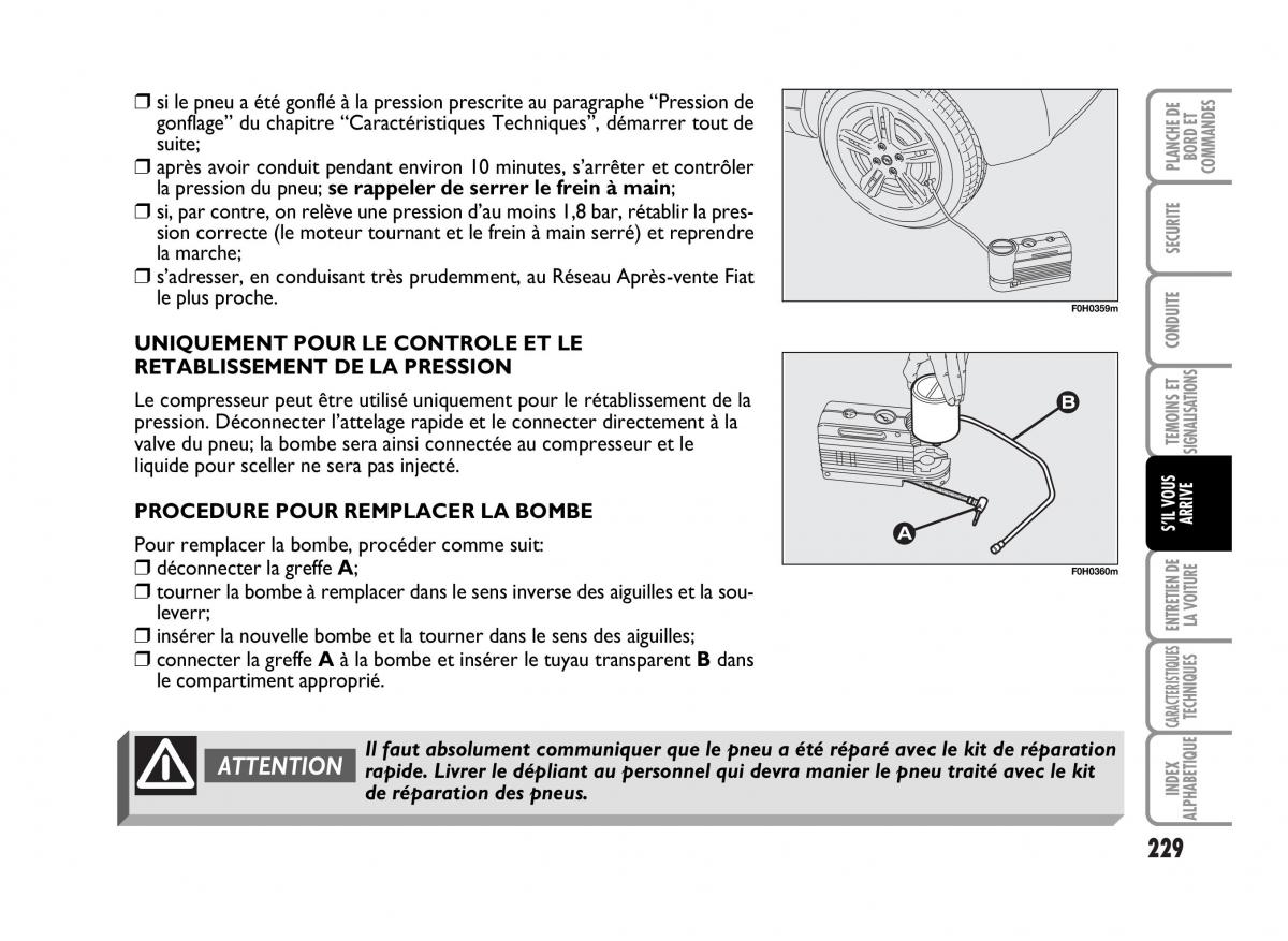 Fiat Idea manuel du proprietaire / page 230