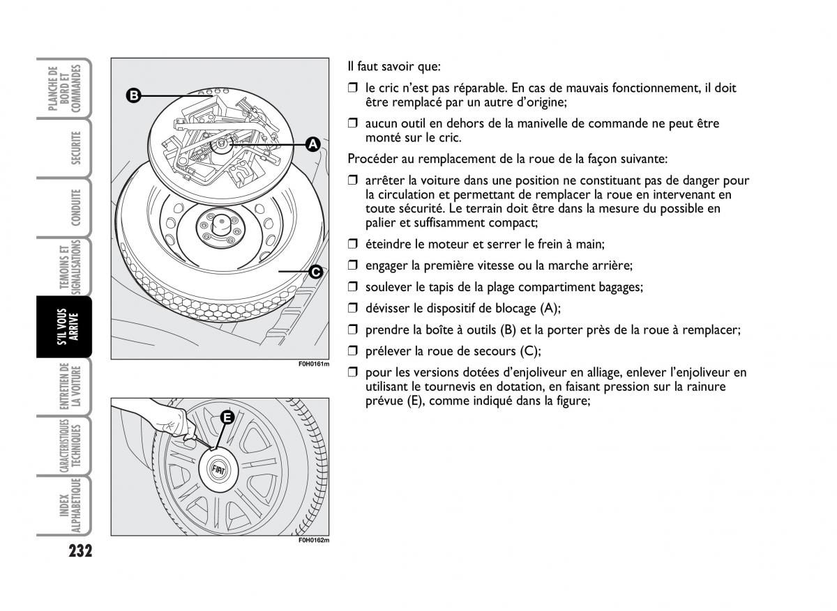 Fiat Idea manuel du proprietaire / page 233