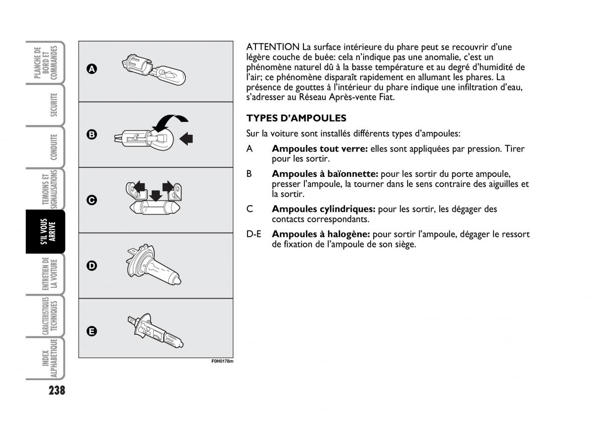 Fiat Idea manuel du proprietaire / page 239