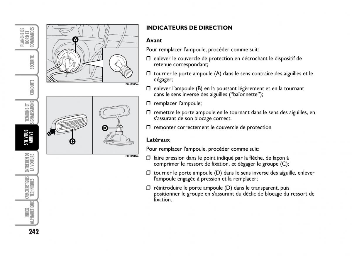 Fiat Idea manuel du proprietaire / page 243