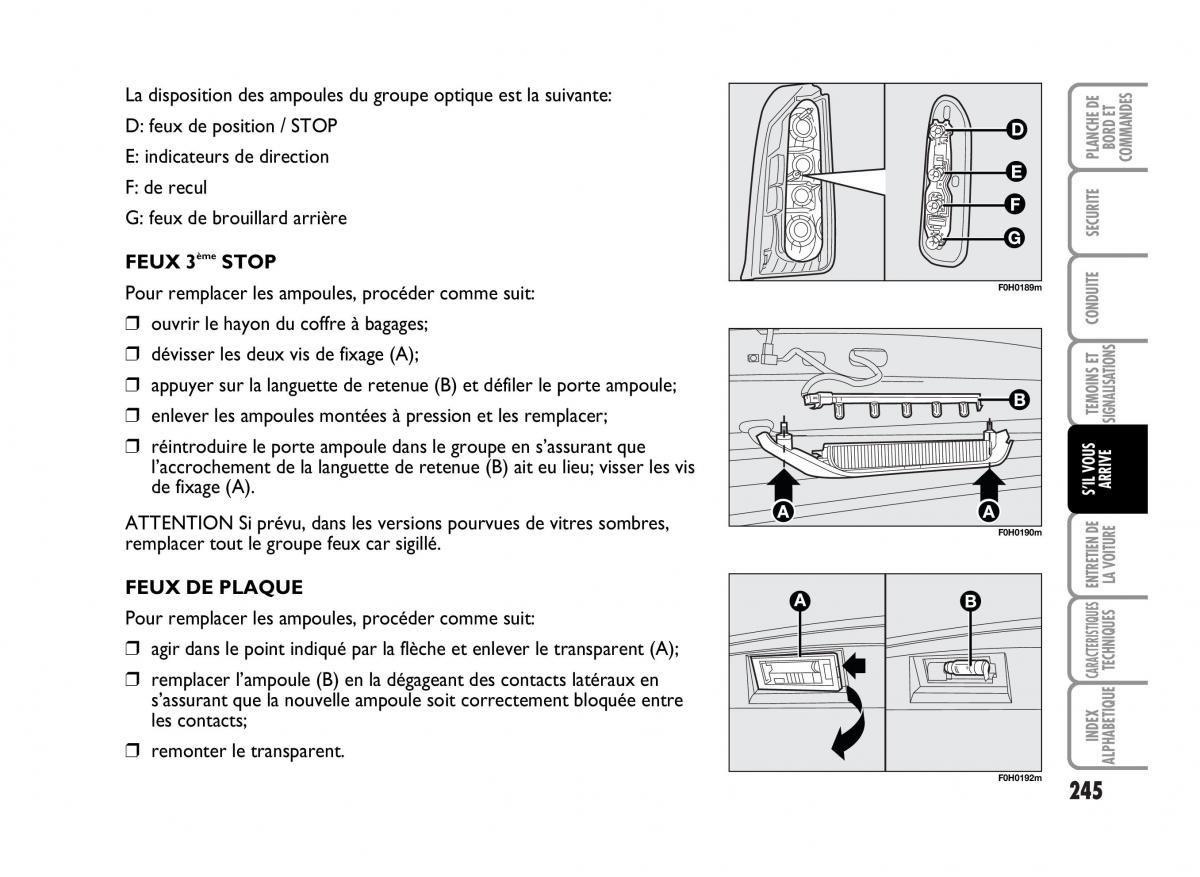 Fiat Idea manuel du proprietaire / page 246