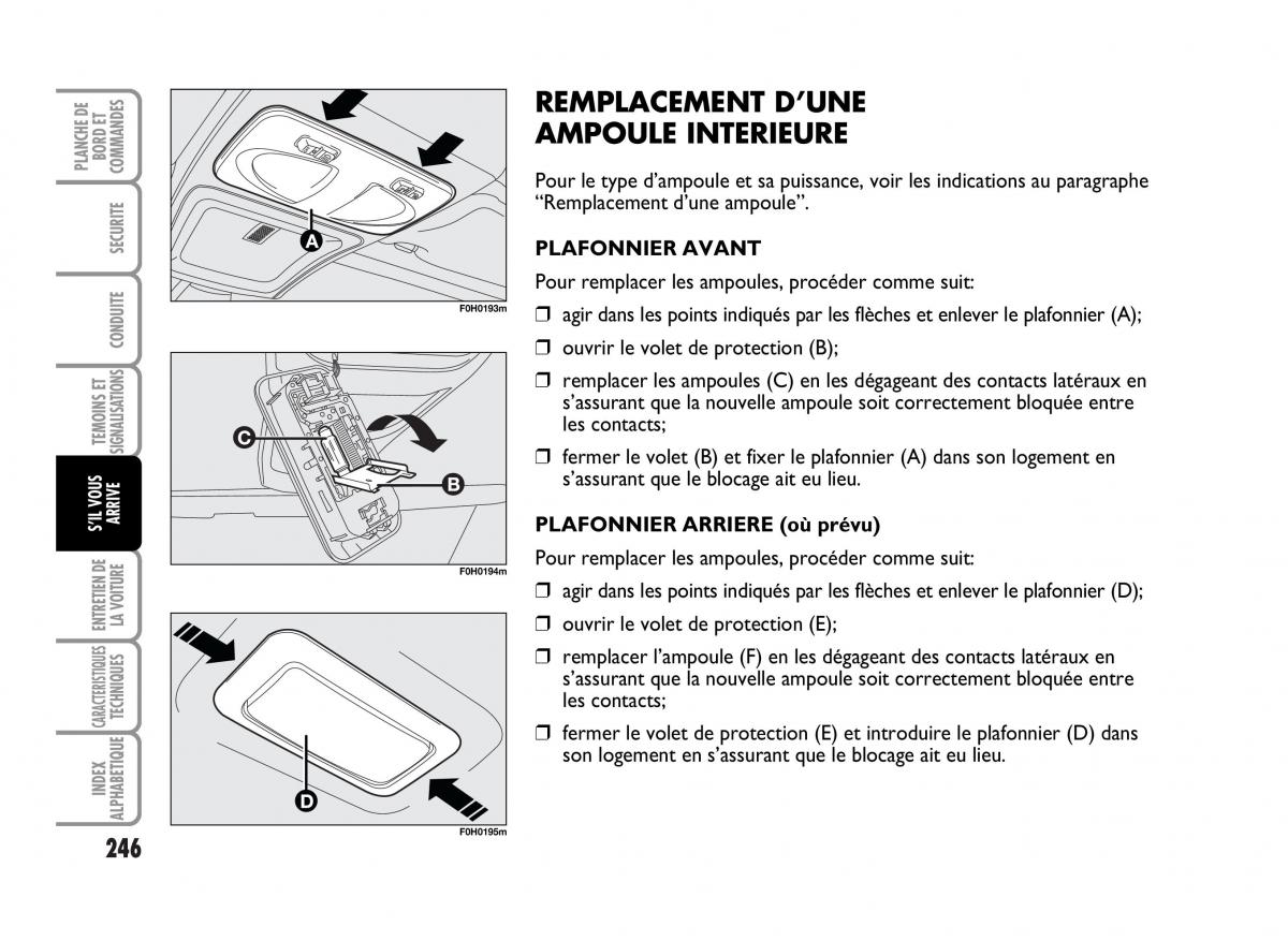 Fiat Idea manuel du proprietaire / page 247