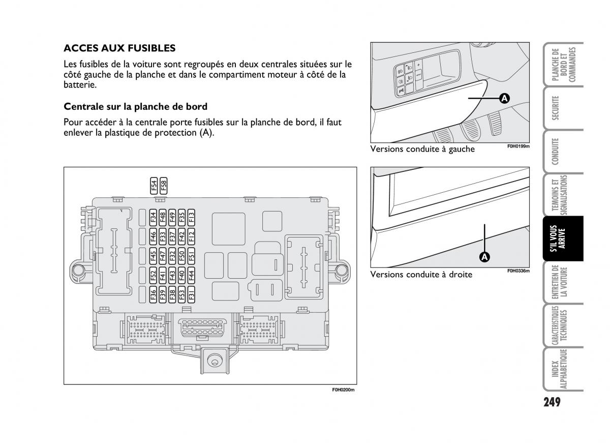 Fiat Idea manuel du proprietaire / page 250