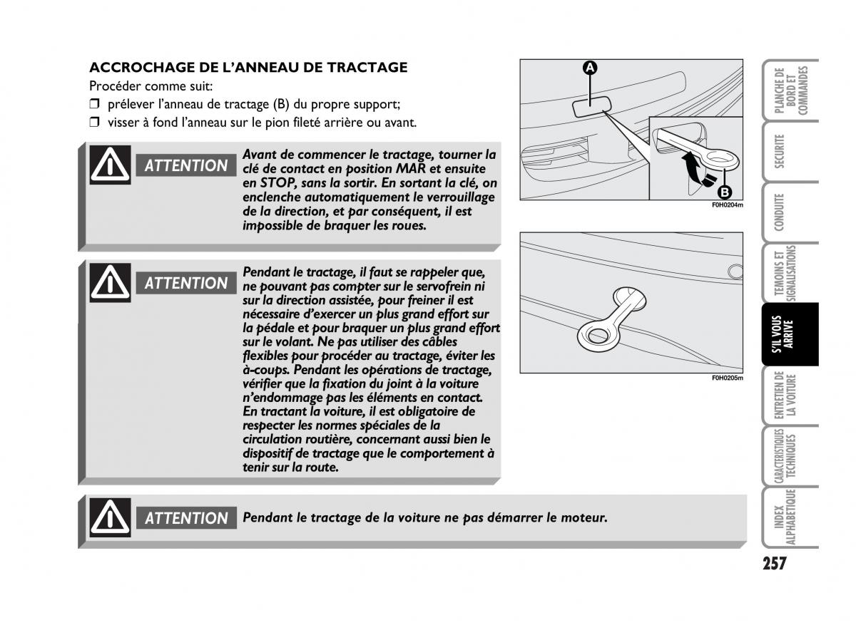 Fiat Idea manuel du proprietaire / page 258